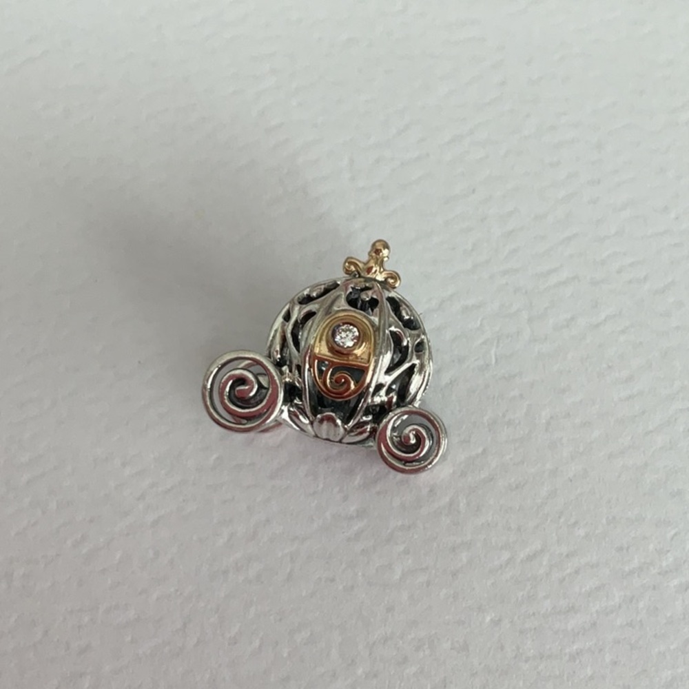 Pandora Silver and Gold Brooch Pumpkin Carriage Charm
